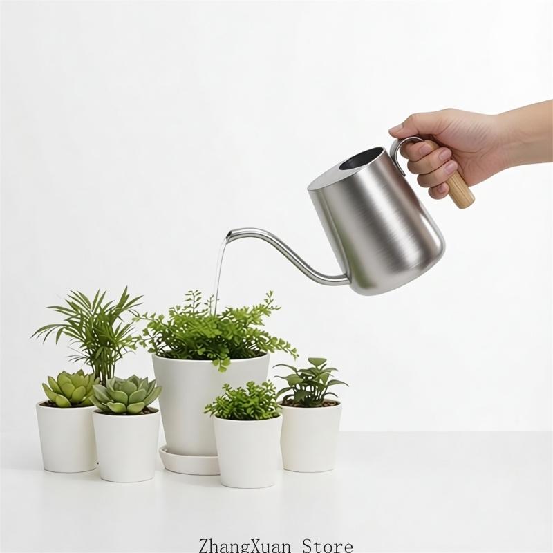 Pour Pot Aluminum - บัวรดน้ำภาชนะที่ระเบียงพร้อมตัวถังโลหะ คอยาวเท และที่จับด้านข้างสำหรับกระถางในร่มที่เขียวขจีในร่ม 3XUF