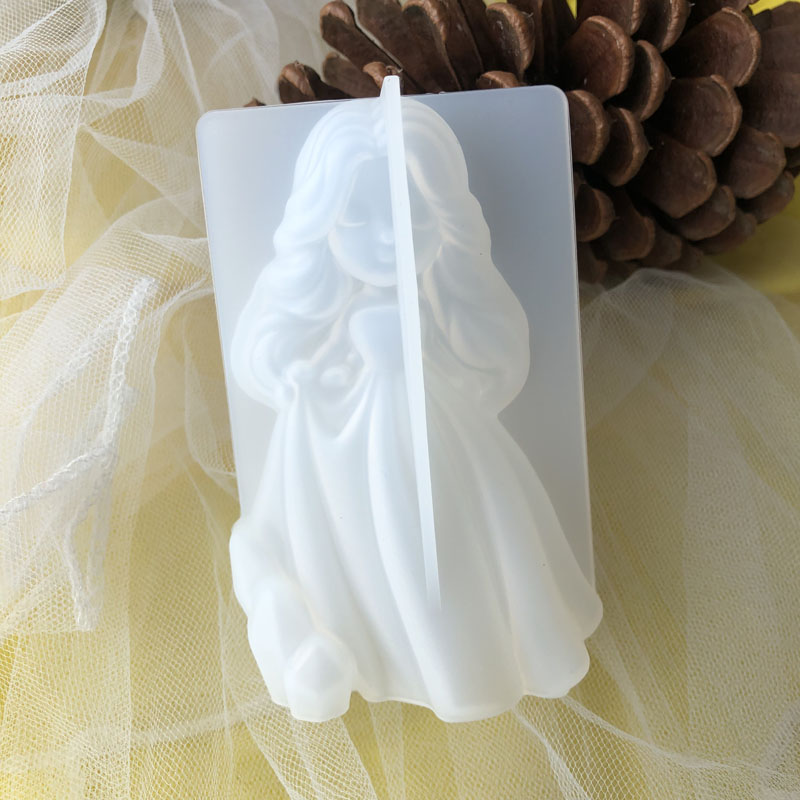 Candle Making Equipment - 3D น่ารักเจ้าหญิงซิลิโคนเทียนแม่พิมพ์ Angel สาวสบู่เรซิ่นพลาสเตอร์ทําแม่พิมพ์ DIY มนุษย์ช็อกโกแลตเบเกอรี่เครื่องมือตกแต่งบ้านของขวัญ