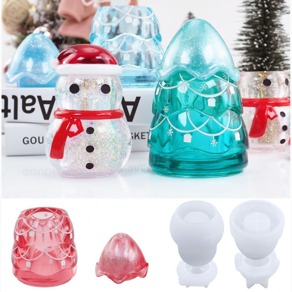 Kraft Box Candle - คริสต์มาส Jar อีพ็อกซี่เรซินแม่พิมพ์ Snowman เครื่องประดับต้นคริสต์มาส Candy