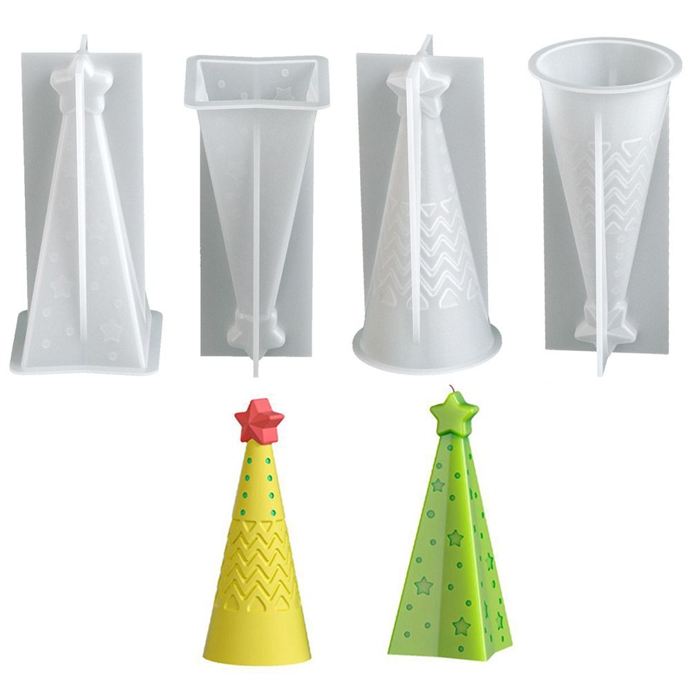 Candle Making Kit Xmas - แม่พิมพ์เทียนซิลิโคนรูปกรวยคริสต์มาส แม่พิมพ์เรซิ่นอีพ็อกซี่ แม่พิมพ์สบู่คริสตัล ของตกแต่ง DIY ชุดทำเทียนทำมือ