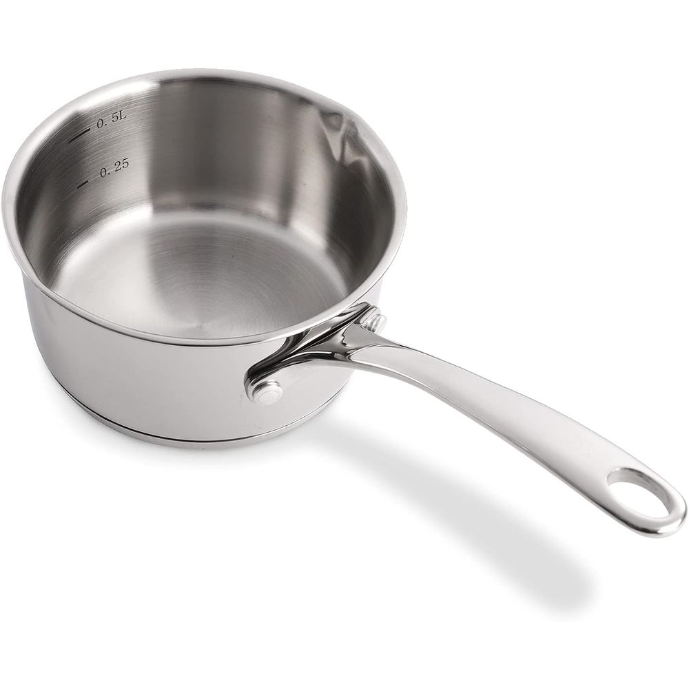 Pour Pot Aluminum - หม้ออุ่นเนยสแตนเลส 18/10 พร้อมที่ตวงขนาด 0.5 ควอร์ต หม้ออุ่นนมพร้อมพวยกาคู่